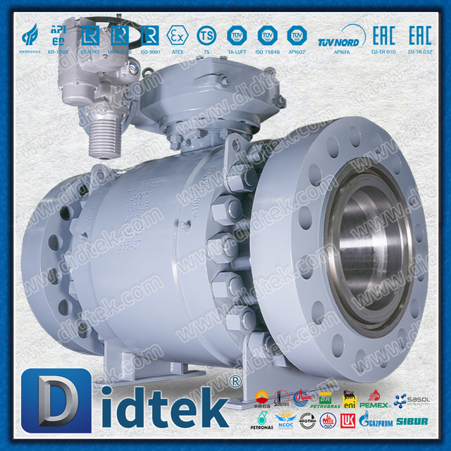 Robinet à tournant sphérique électrique d'Auma monté par tourillon d'ingénierie marine d'ESD pour le gaz à haute pression